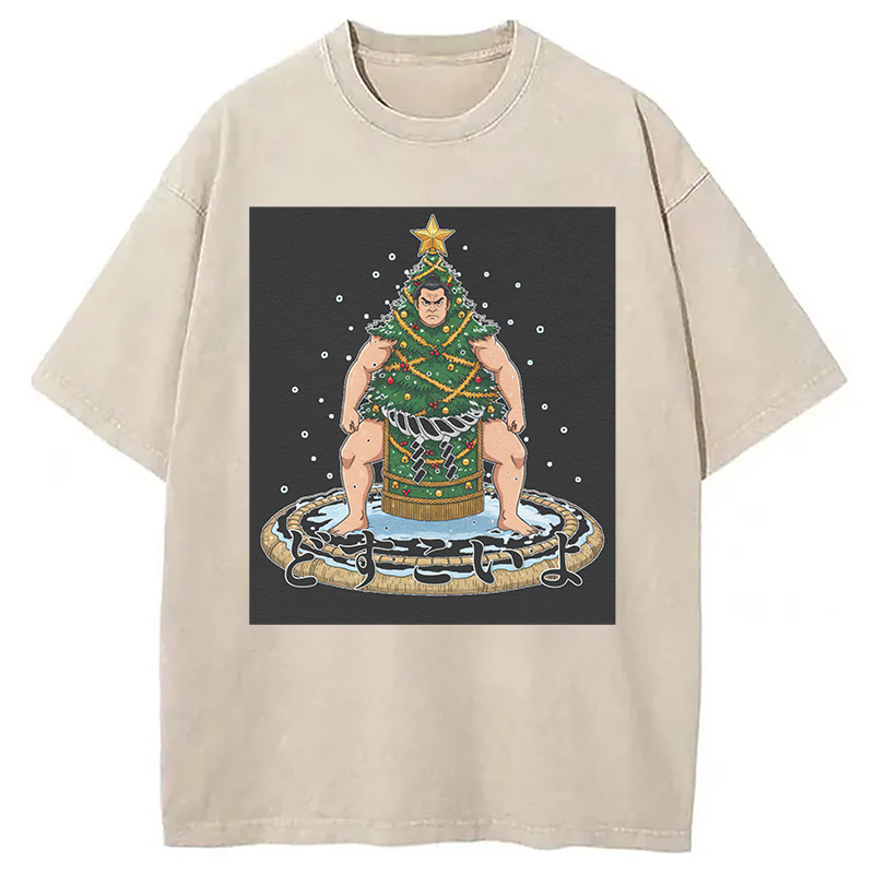 Modecanvas Horror Japanese Christmas Washed T-Shirt