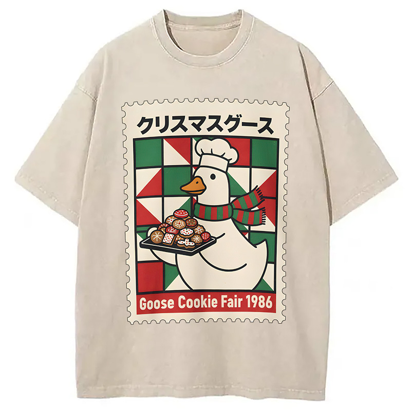 Modecanvas Funny Goose Christmas Washed T-Shirt