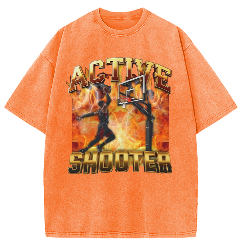Modecanvas Elite Shooter Basketball Washed T-Shirt