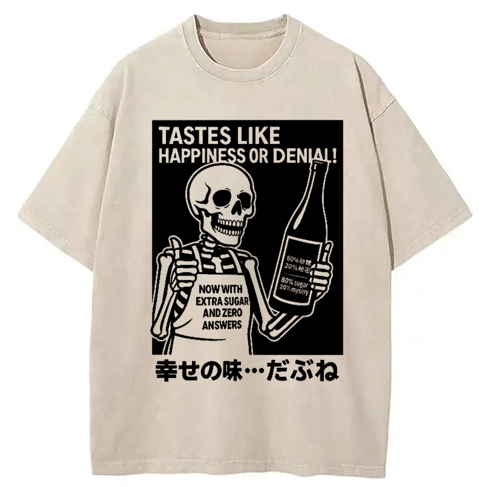 Modecanvas Taste Of Happiness Funny Washed T-Shirt