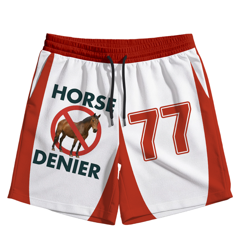 Modecanvas Funny Horse Denier Conspiracy Theory Jersey Short