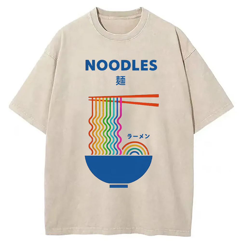 Modecanvas Rainbow Ramen Washed T-Shirt