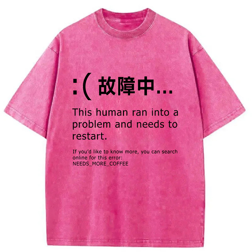 Modecanvas Human Blue Screen Failure Washed T-Shirt