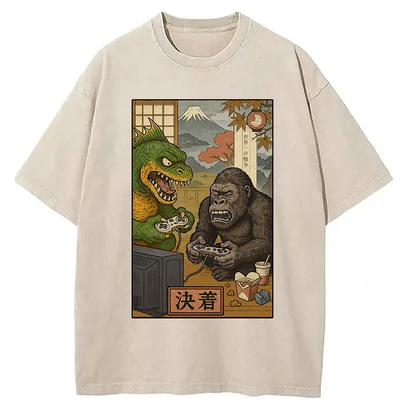 Modecanvas Monsters Play Games Washed T-Shirt