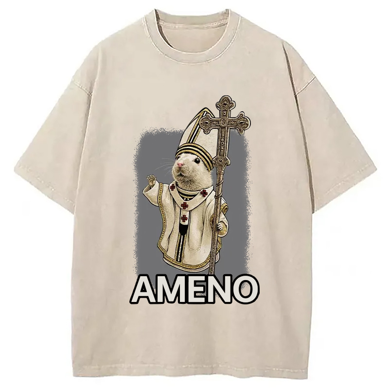 Modecanvas Papal Hamster Washed T-Shirt