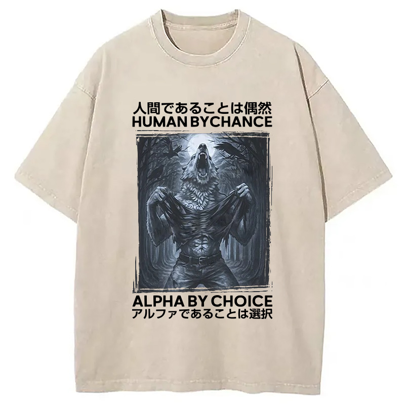 Modecanvas Howling Wolf Washed T-Shirt-modecanvas