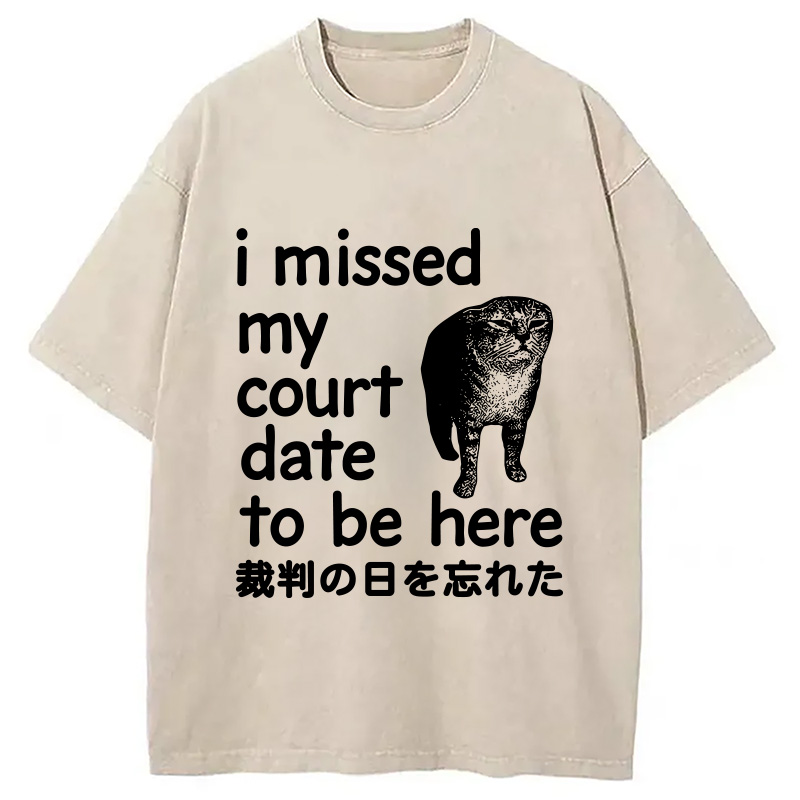 Modecanvas Funny Forgetful Cat Washed T-Shirt