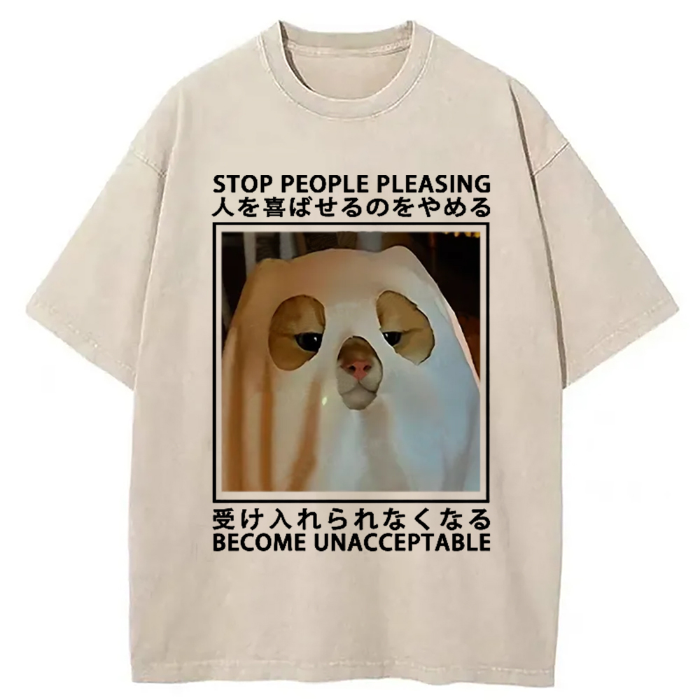 Modecanvas Stop People Pleasing Become Unacceptable Washed T-Shirt