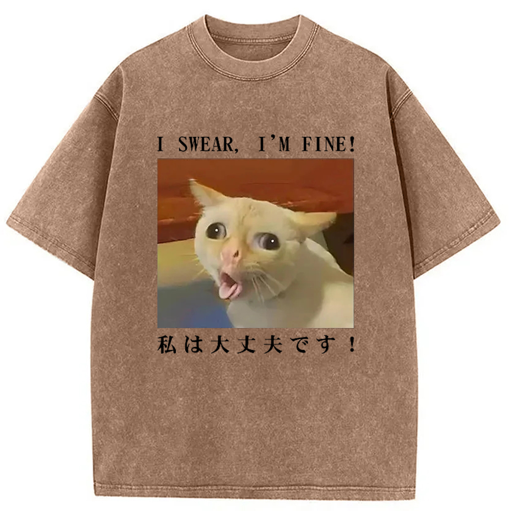 Modecanvas I Am Fine Washed T-Shirt