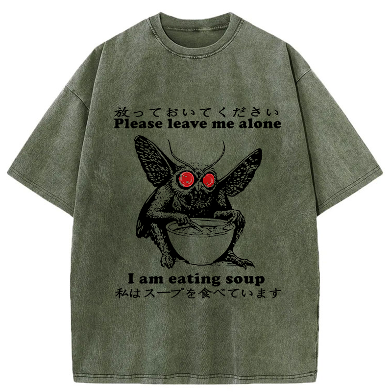 Modecanvas Don't Bother The Mothman Washed T-Shirt-modecanvas