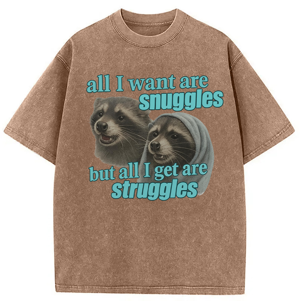 Modecanvas Snuggles and Struggles Washed T-Shirt