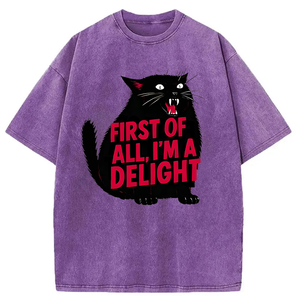Modecanvas Roaring Black Cat Washed T-Shirt-modecanvas