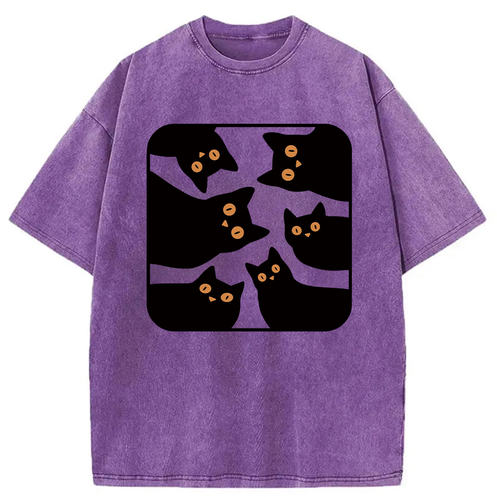 Modecanvas Cats Are Watching Washed T-Shirt