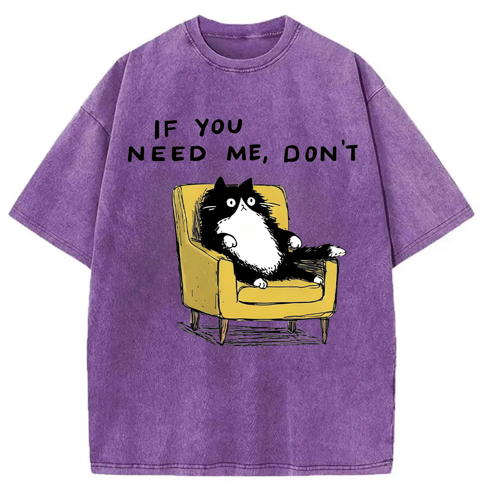 Modecanvas Unavailable Cat Washed T-Shirt-modecanvas