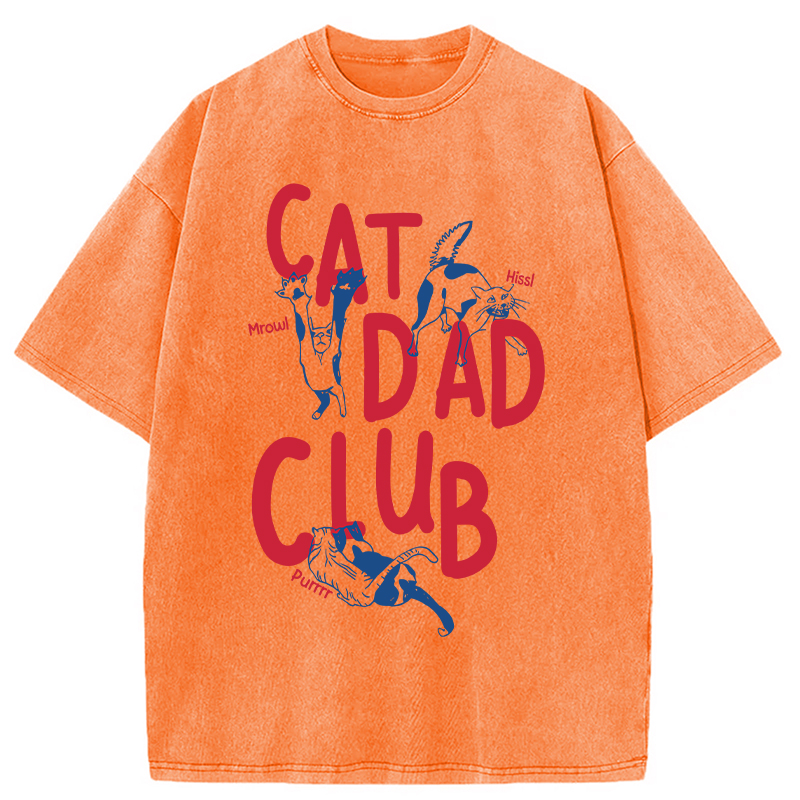 Modecanvas Cat Dad Club Washed T-Shirt-modecanvas