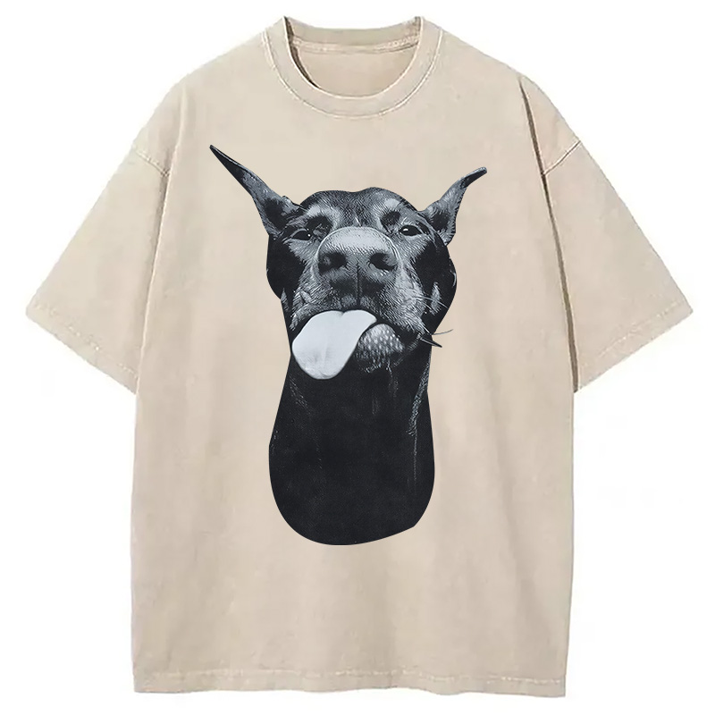 Modecanvas Dobermann DTG Printing Washed T-Shirt-modecanvas