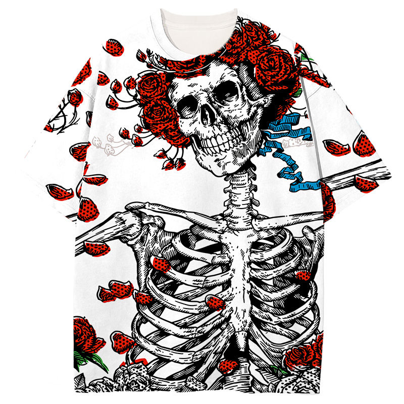 Modeocanvas Woodcut Rose All Over Print T-shirt-modecanvas