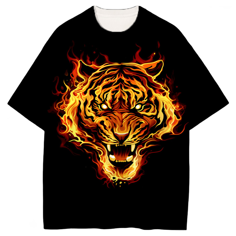 Modeocanvas Fire Tiger All Over Print T-shirt-modecanvas