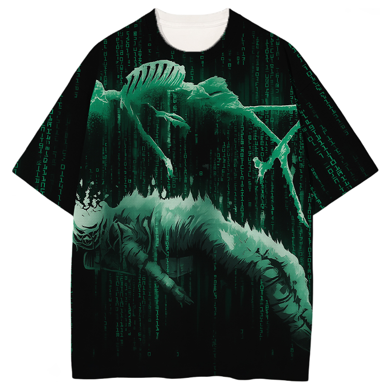 Modeocanvas Matrix Skeleton Astronaut All Over Print T-shirt-modecanvas