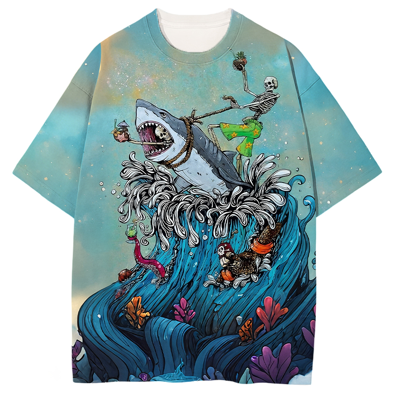 Modeocanvas Great White Wave All Over Print T-shirt-modecanvas
