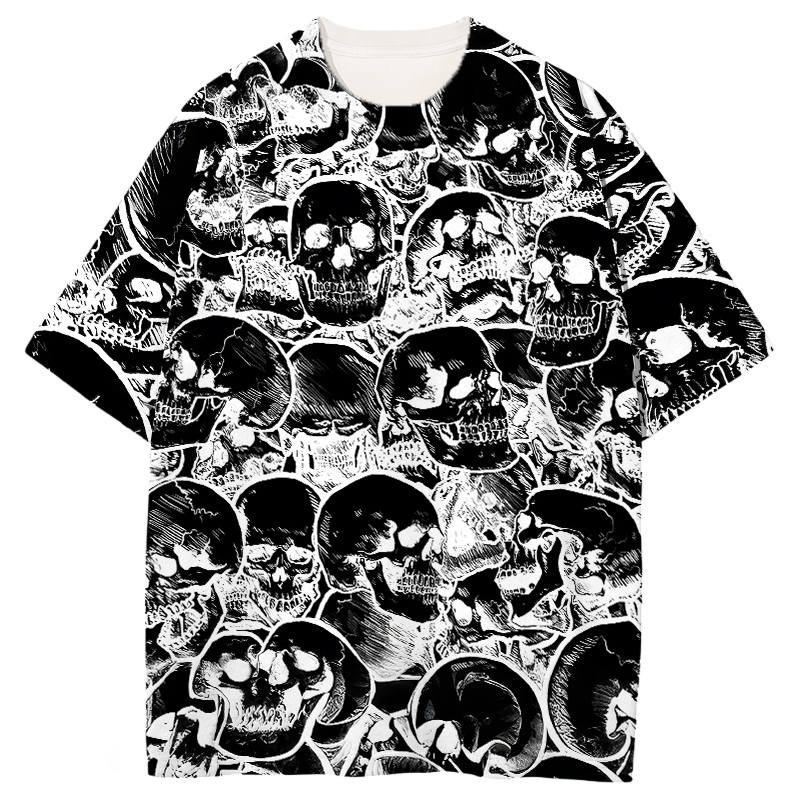 Modeocanvas Skulls All Over Print T-shirt-modecanvas