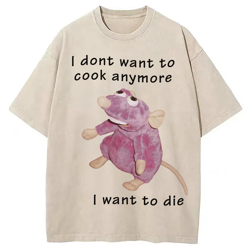 Modecanvas I Don't Want To Cook Anymore Washed T-Shirt-modecanvas