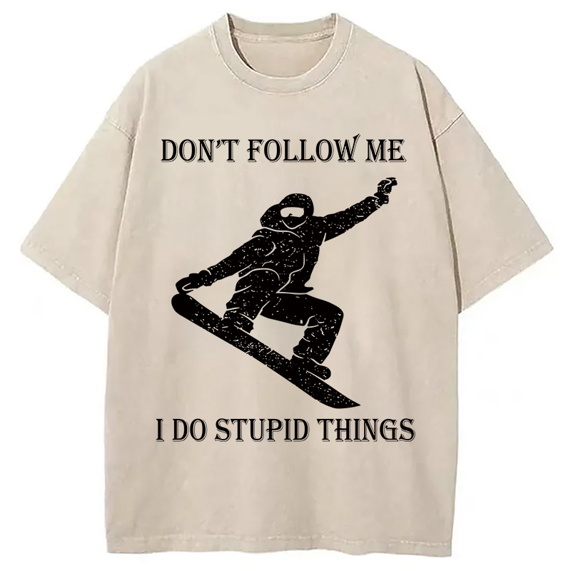 Modecanvas Winter Extreme Sports Skiing Washed T-Shirt