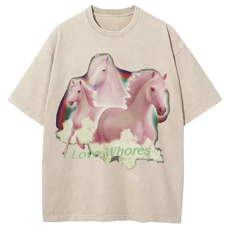 Modecanvas I Love Whores Washed T-Shirt