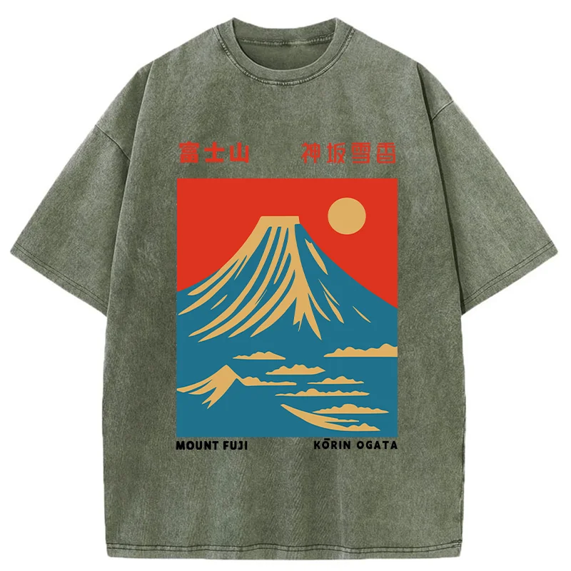Modecanvas Mount Fuji Vintage Washed T-Shirt-modecanvas