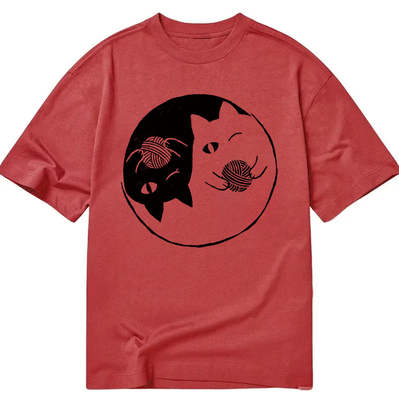 Modecanvas Yin Yarn Cat DTG Printing Classic T-Shirt-modecanvas