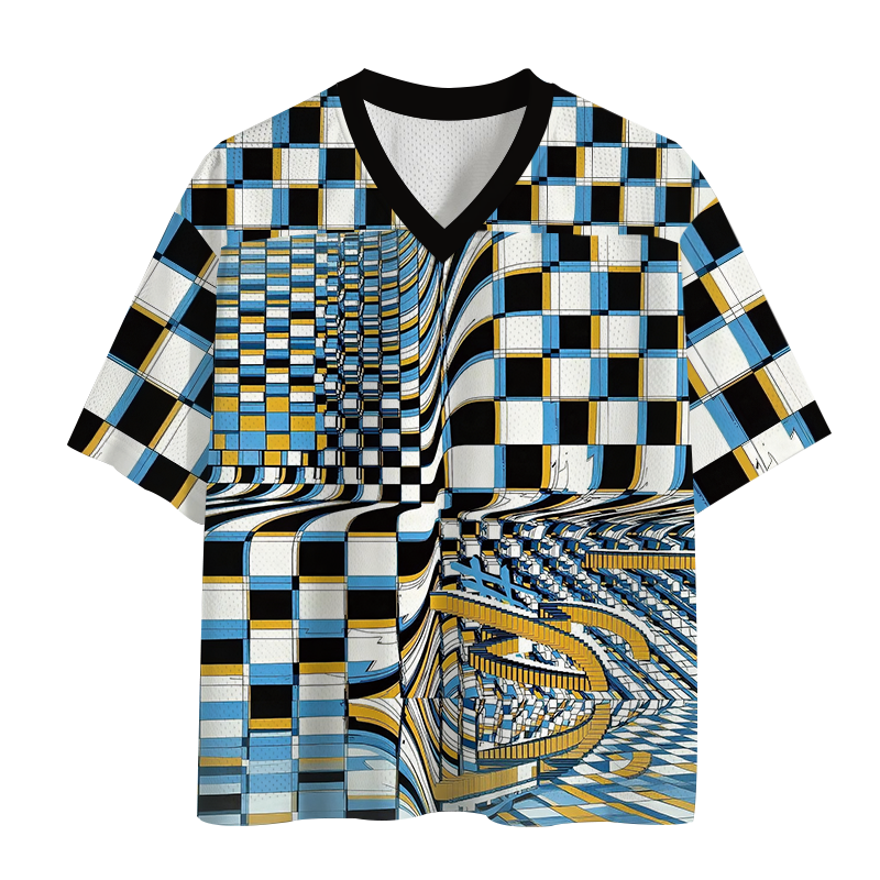 Modecanvas Geometric Trippy Mesh Jersey-modecanvas