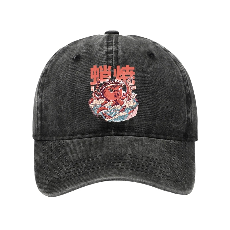 Modecanvas The Great Wave Takoyaki Japanese Washed Cap-modecanvas