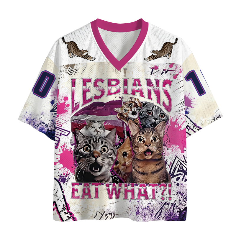 Modecanvas Lesbians Eat What?! Funny Mesh Jersey-modecanvas