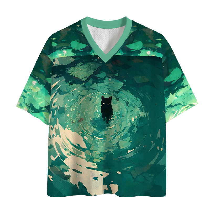 Modecanvas Emerald Green Black Cat Mesh Jersey-modecanvas