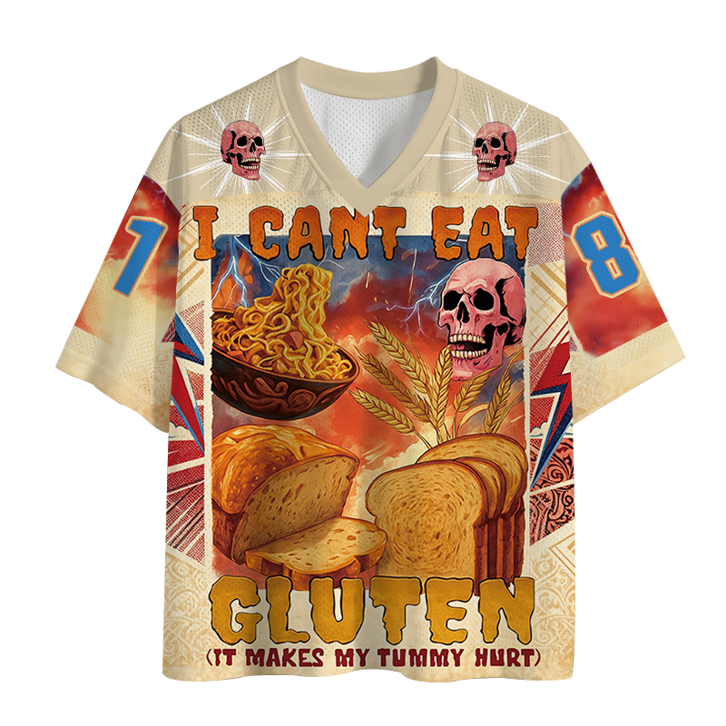 Tokyocanvas I Can't Eat Gluten Funny Meme Mesh Jersey