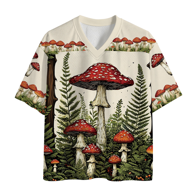 Modecanvas Red Mushrooms Mesh Jersey-modecanvas