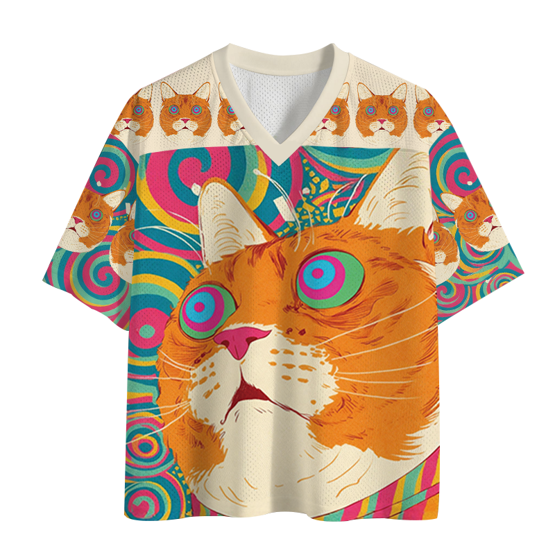 Modecanvas Colorful Cat Mesh Jersey-modecanvas