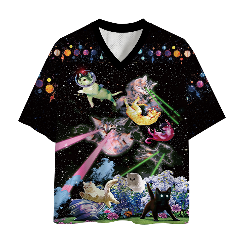 Modecanvas Fun Cat Mesh Jersey-modecanvas