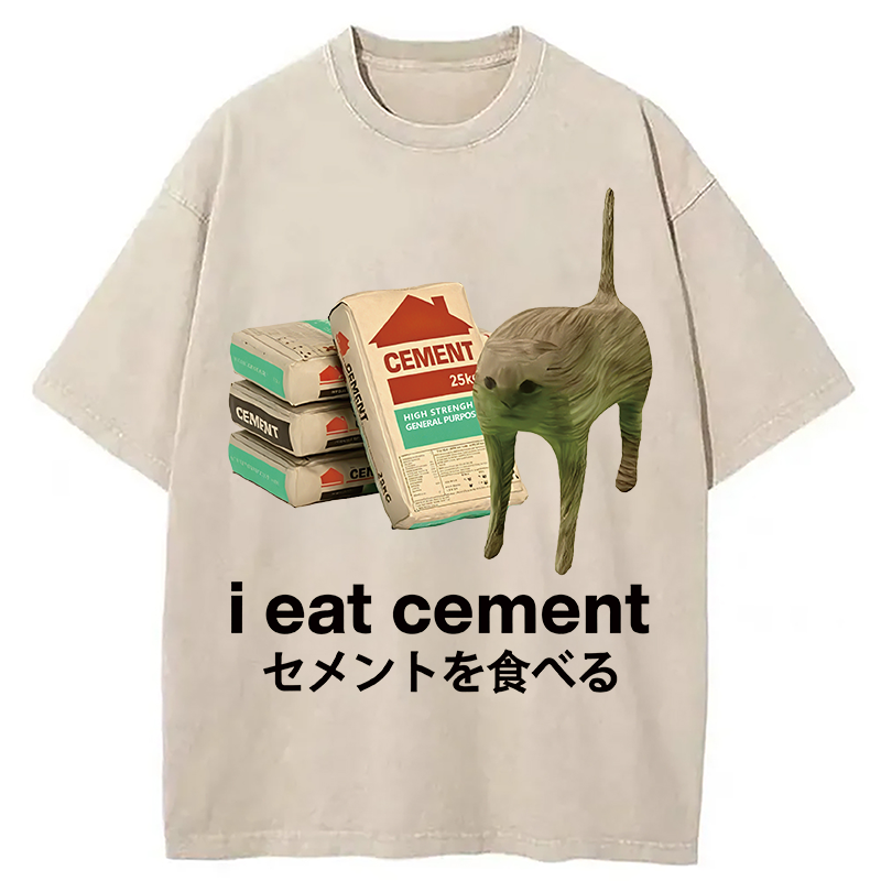 Modecanvas I Eat Cement Washed T-Shirt-modecanvas