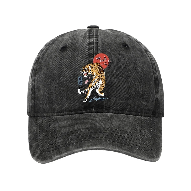 Modecanvas Tiger Blossom Japanese Sakura Washed Cap-modecanvas