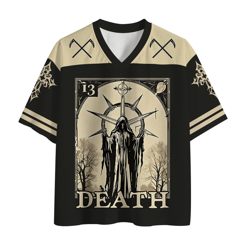 Modecanvas Death In Cloak Tarot Card Mesh Jersey-modecanvas