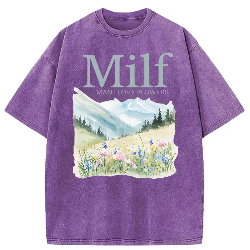 Modecanvas Man I Love Flowers Washed T-Shirt