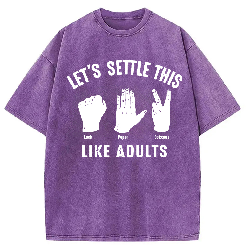 Modecanvas Solve The Problem With Rock-Paper-Scissors DTG Printing Washed T-Shirt