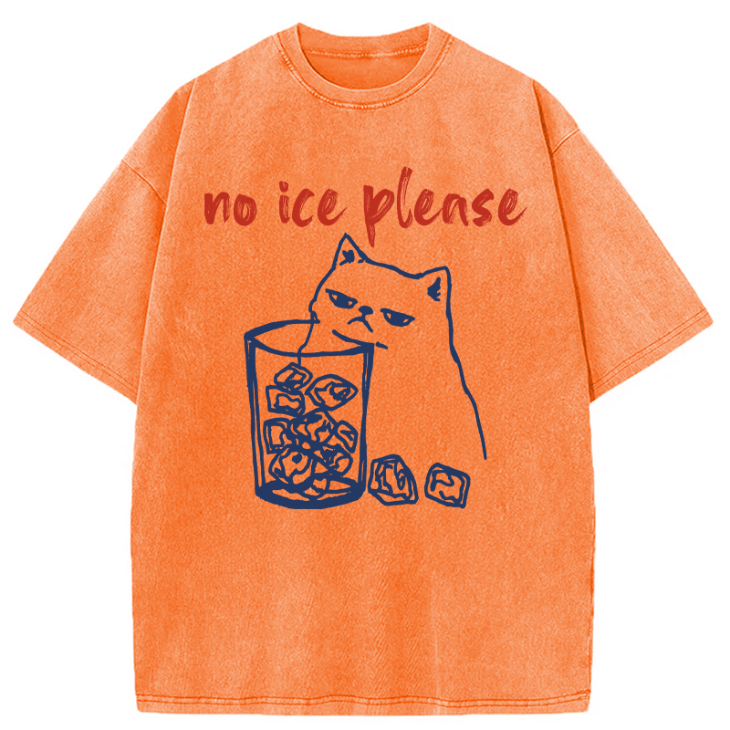 Modecanvas No Ice with Cat DTG Printing Washed T-Shirt