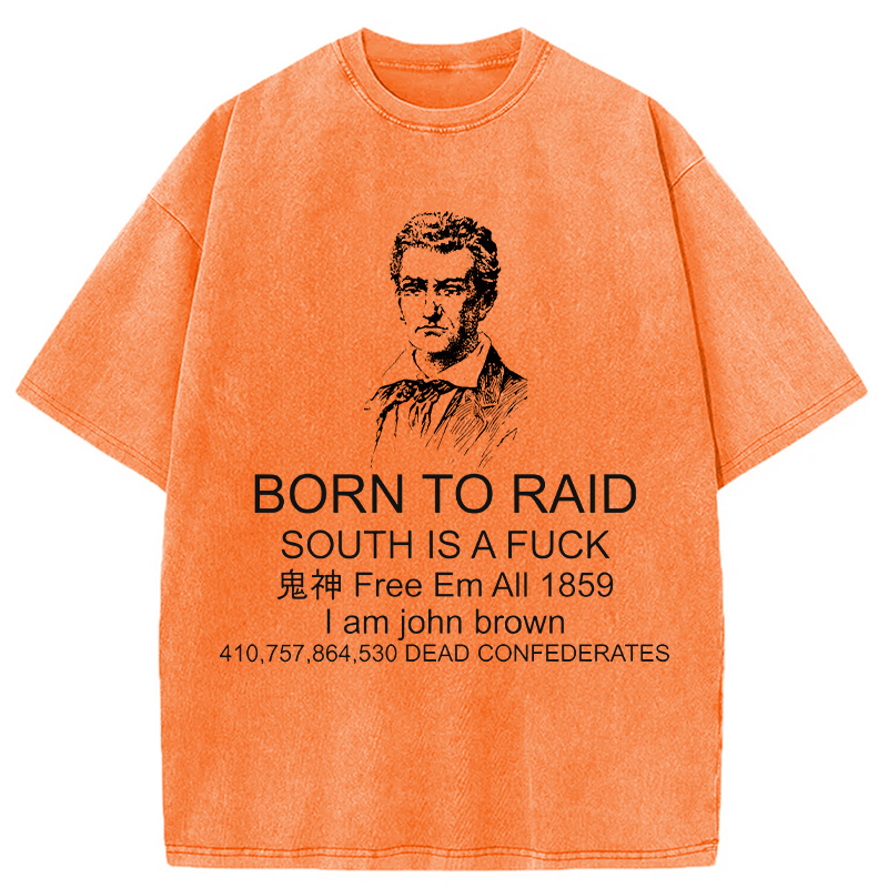 Modecanvas Born To Raid DTG Printing Washed T-Shirt