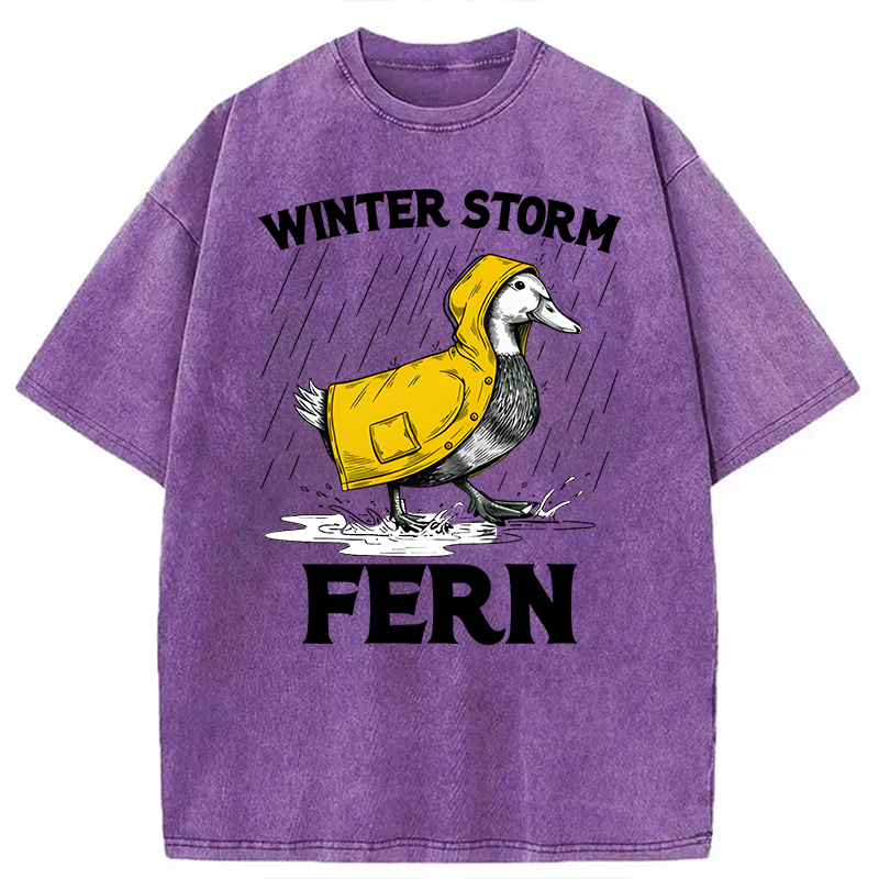 Modecanvas Winter Storm Fern 2026 DTG Printing Washed T-Shirt