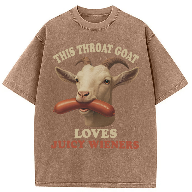 Modecanvas Throat Goat Loves Juicy Wieners DTG Printing Washed T-Shirt