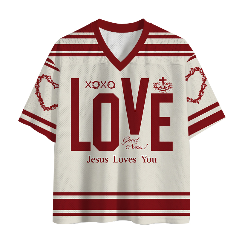 Modecanvas Jesus?Loves?You Mesh Jersey-modecanvas