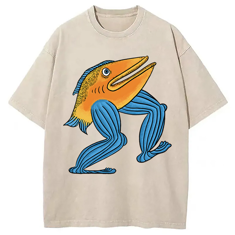 Modecanvas Leg Fish DTG Printing Washed T-Shirt