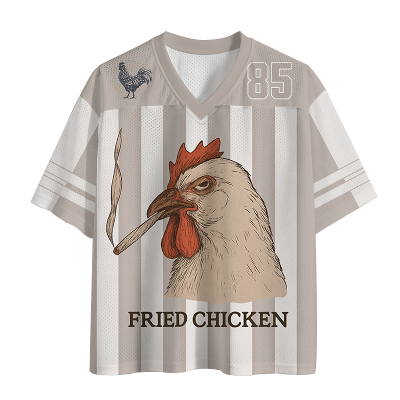 Modecanvas Fried Chicken 420 Smoking Meme Mesh Jersey-modecanvas
